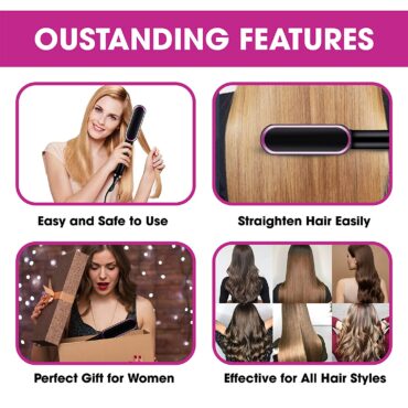 Professional Electric Hair Straightener Brush Heated Comb Straight & Curly Styling Tool
