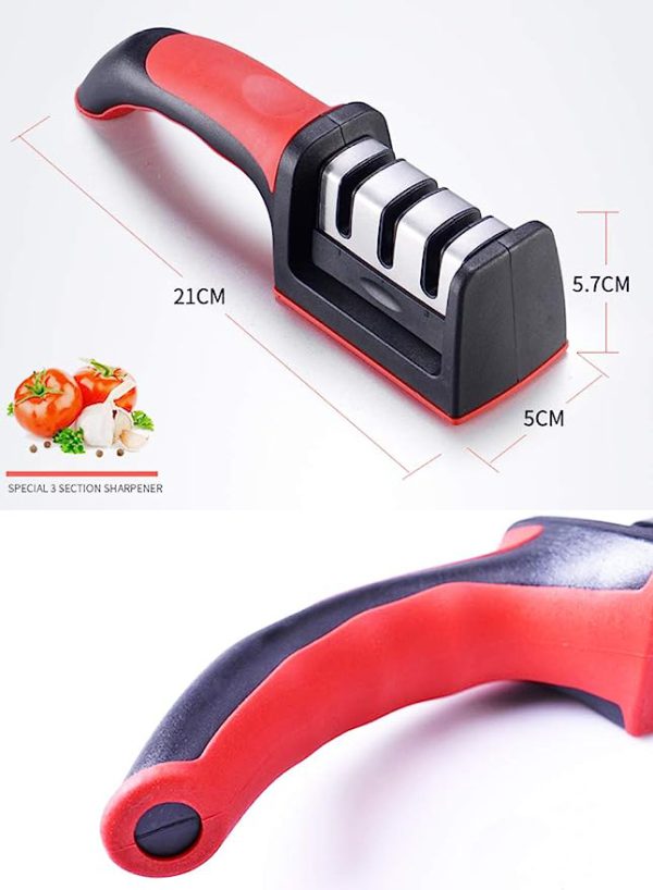 3-in-1 Knife Sharpener Set with Ceramic Peeler – 3-Stage Diamond Coated Sharpener for Kitchen, Fruit & Meat Knives