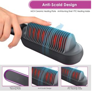 Professional Electric Hair Straightener Brush Heated Comb Straight & Curly Styling Tool