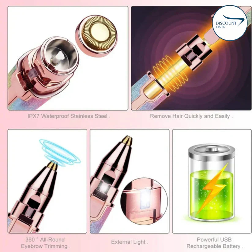 2-in-1 Rechargeable Eyebrow Trimmer & Facial Hair Shaver - Portable USB Charging, Multi-Use for Face and Body Grooming