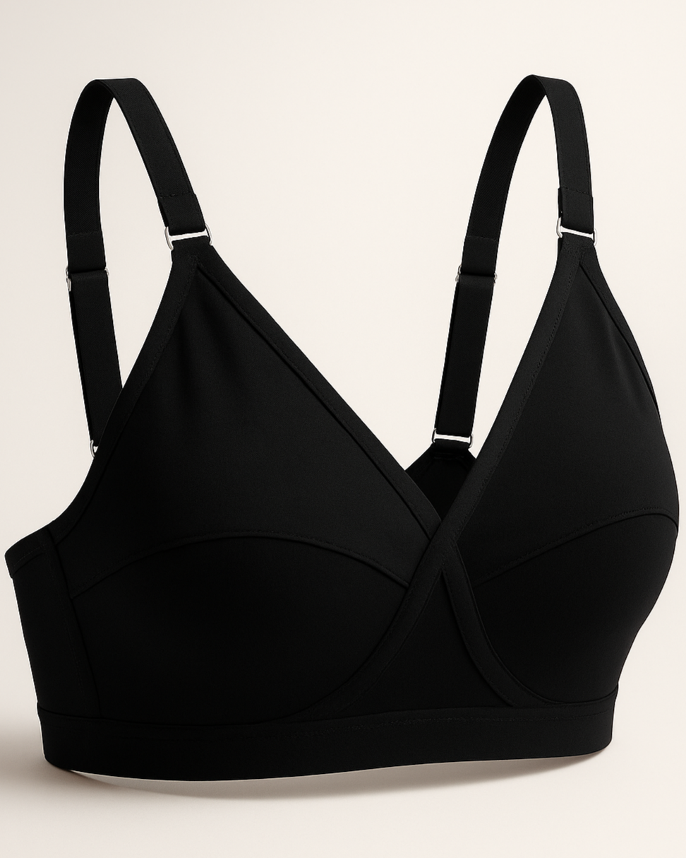 Black Sada Cotton Bra – Soft 3 Hook Support Bra For Women