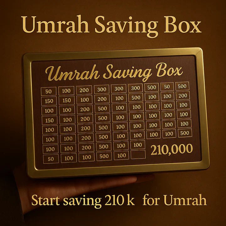 Premium Umrah Saving Box – Save Up to Rs. 210,000
