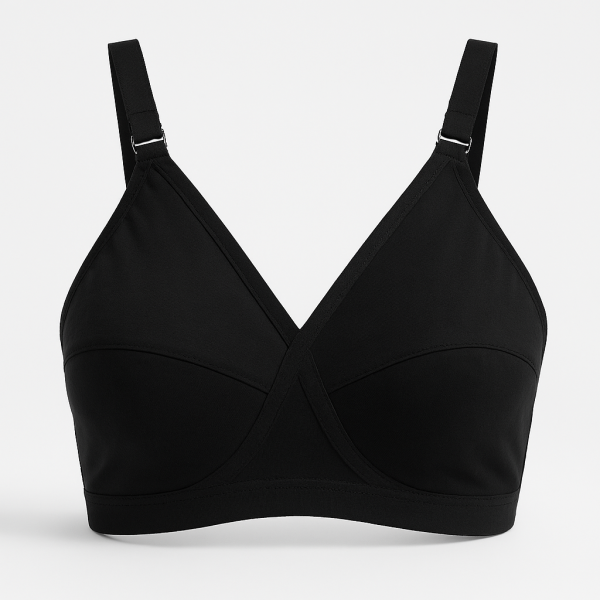 Black Sada Cotton Bra – Soft 3 Hook Support Bra For Women