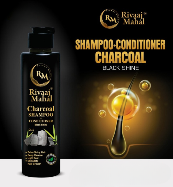 Rivaaj Mahal Charcoal Shampoo + Conditioner – For Deep Cleansing & Silky Black Shine