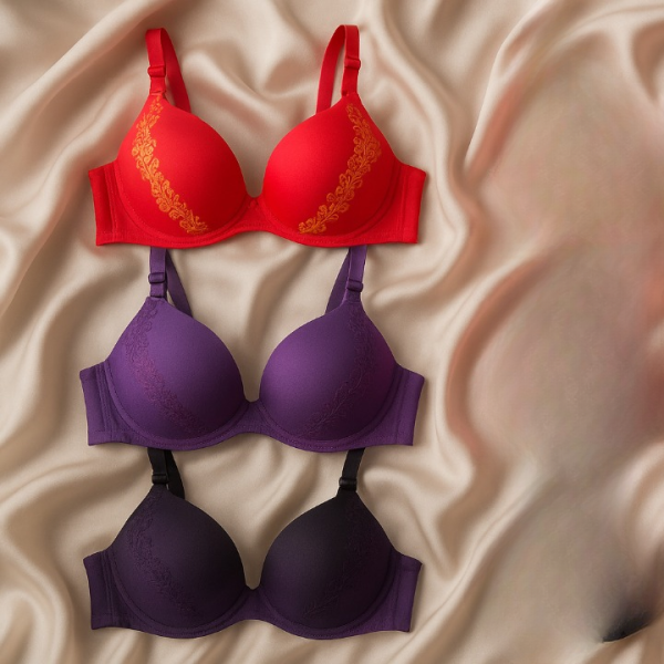 Luxury Silk Embroidered Padded Bra – Soft Fabric, Elegant Design & All-Day Comfort for Women