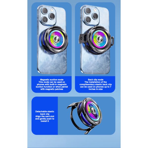 SL-25 15W High-Power Mobile Phone Cooler – Magnetic/Clip-On Radiator with Fast Ice Cooling & RGB LED Lights