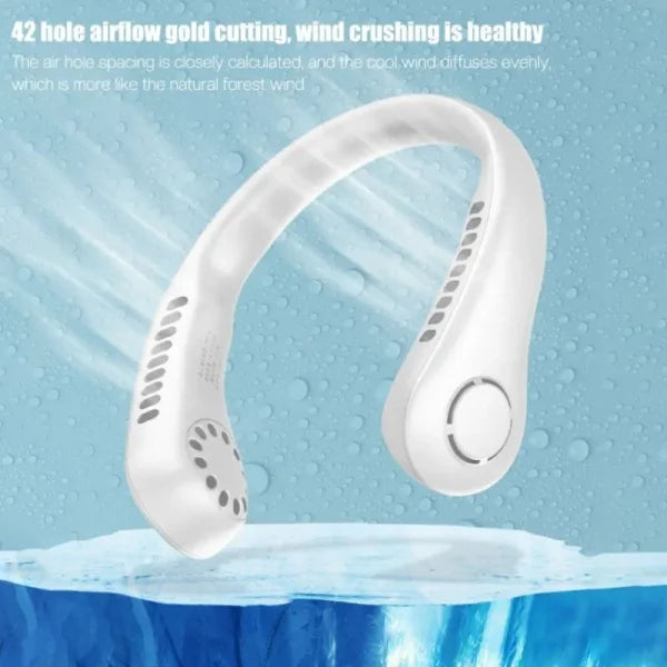 Vaneless Hanging Neck Fan – Portable Bladeless Rechargeable Air Conditioner with Silent Cooling