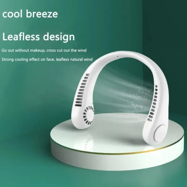 Vaneless Hanging Neck Fan – Portable Bladeless Rechargeable Air Conditioner with Silent Cooling