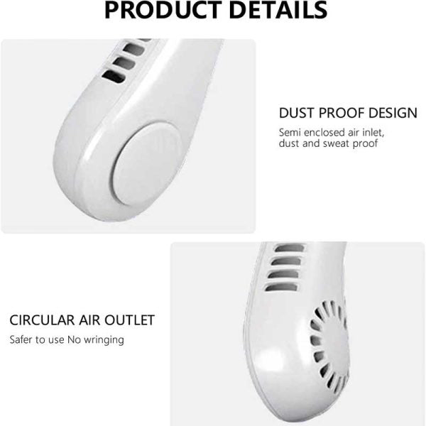 Vaneless Hanging Neck Fan – Portable Bladeless Rechargeable Air Conditioner with Silent Cooling